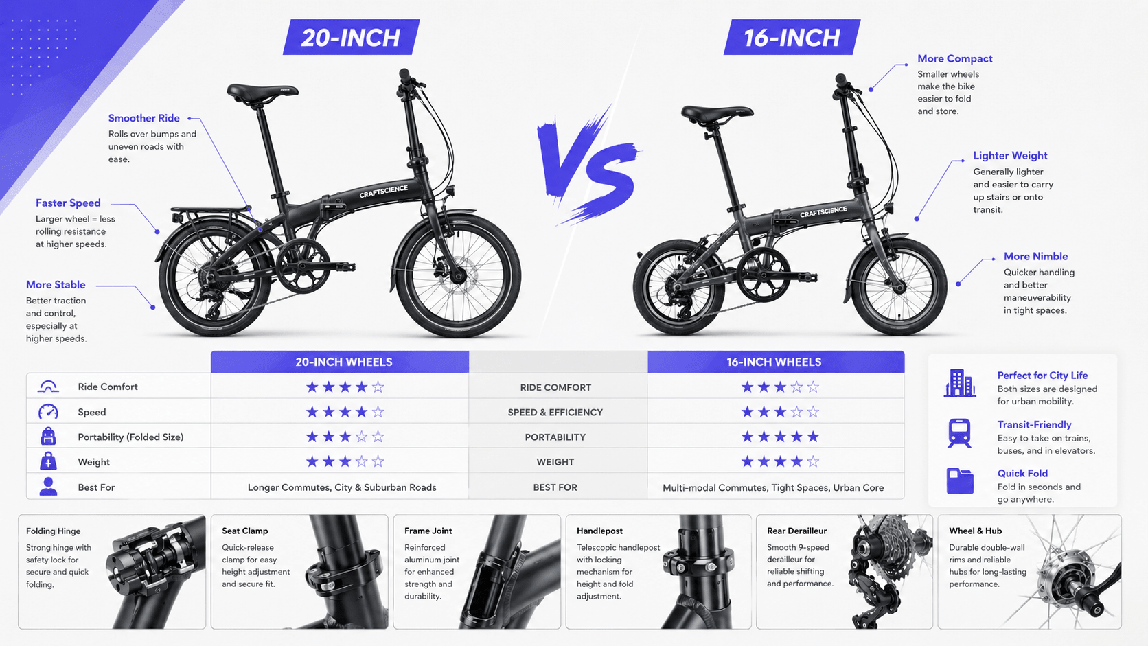 20-Inch vs 16-Inch Folding Bike: Which Wheel Size Is Right for You? - mochibicycle