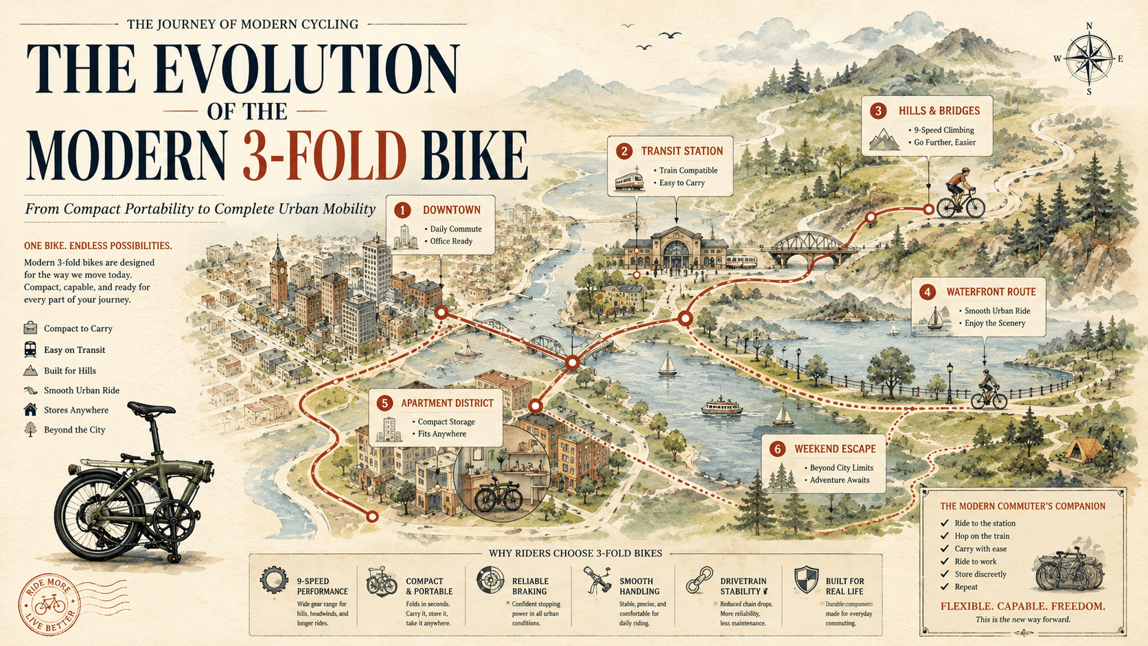 9-Speed Urban Folding Bike Guide - mochibicycle