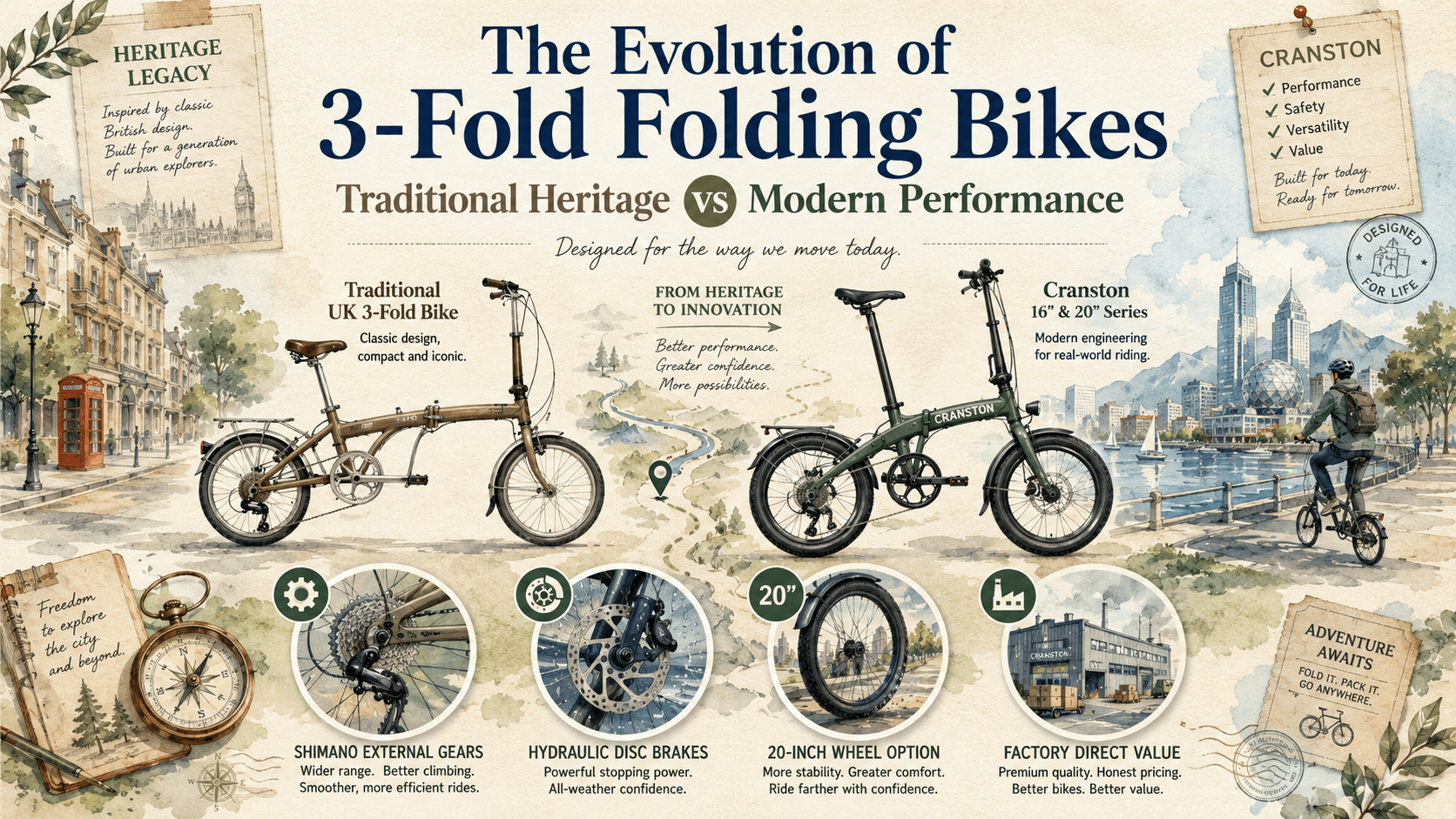 Cranston vs Traditional UK Folding Bikes - mochibicycle