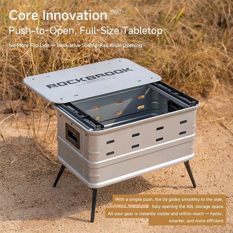 40L Tactical Camping Storage Box & Table – Quick Open, Folding - mochibicycle