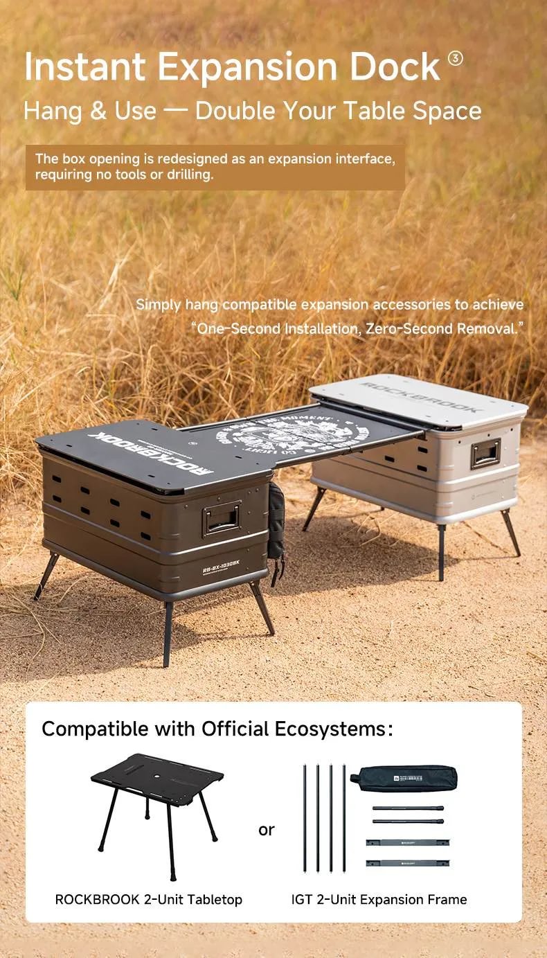 40L Tactical Camping Storage Box & Table – Quick Open, Folding - mochibicycle
