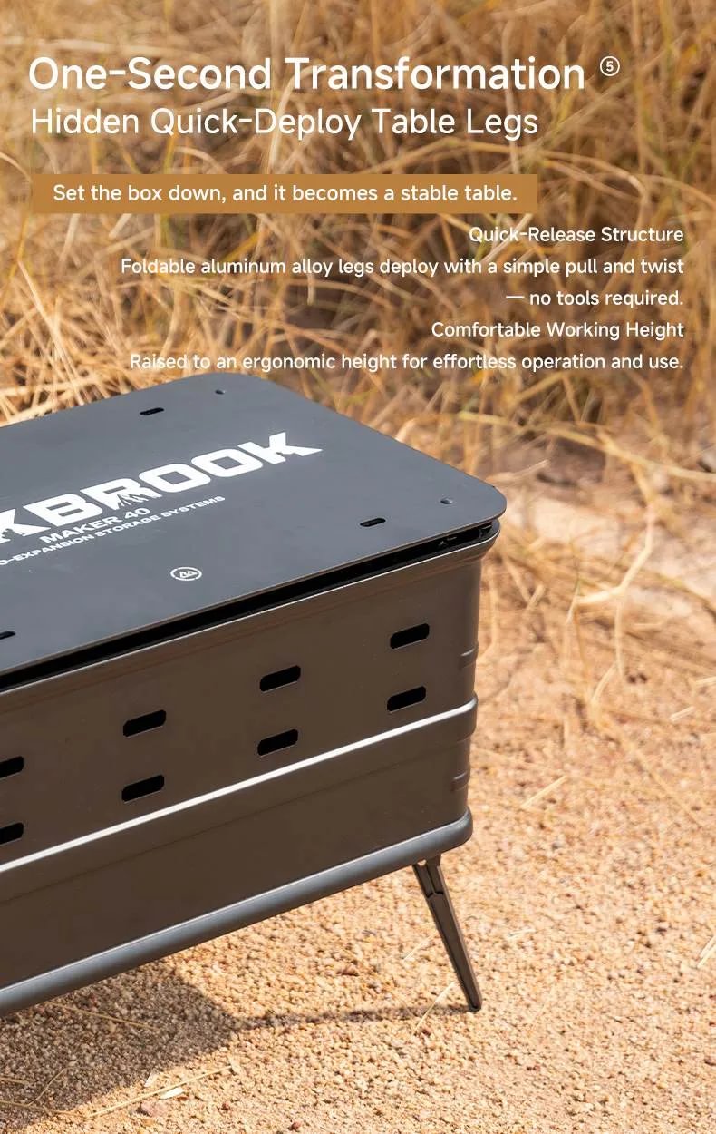40L Tactical Camping Storage Box & Table – Quick Open, Folding - mochibicycle