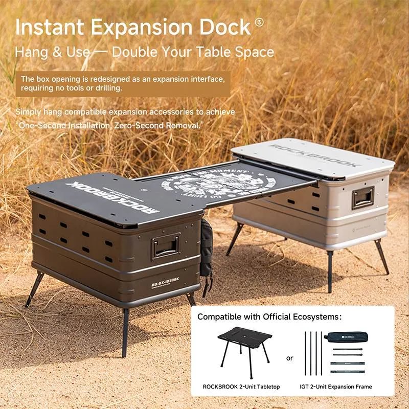 40L Tactical Camping Storage Box & Table – Quick Open, Folding - mochibicycle
