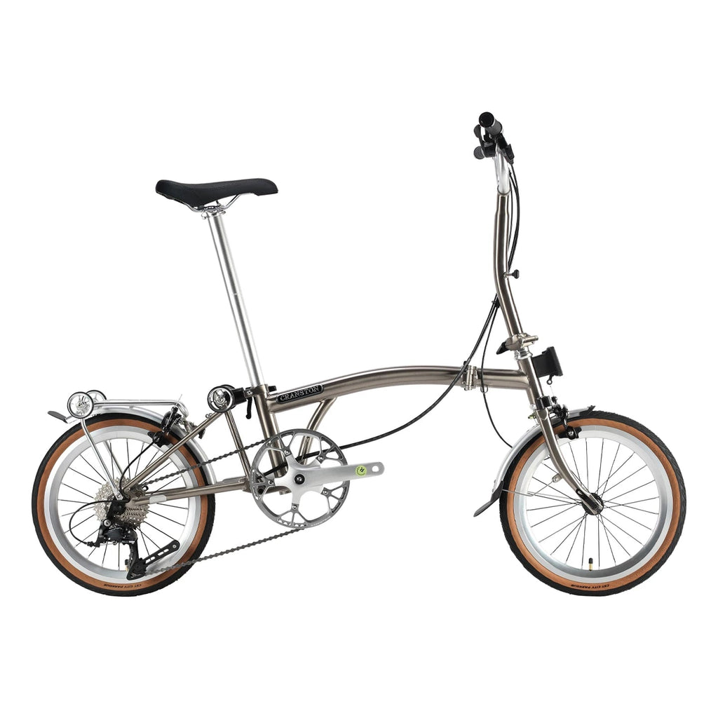 CRANSTON R9 16-Inch 9 Speed Chrome-Moly Steel 3-Fold Folding Bike Gun gray - mochibicycle