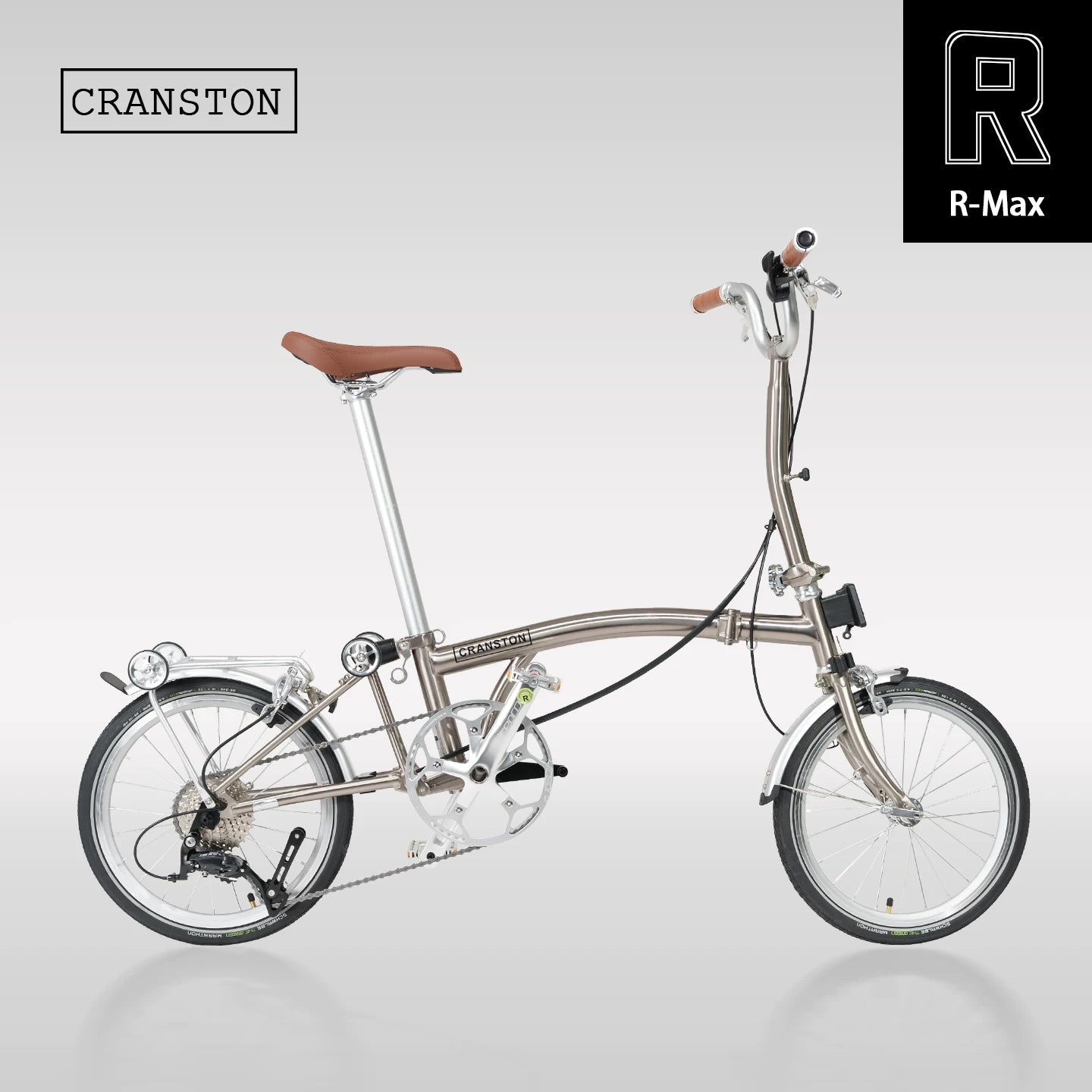 CRANSTON R9 MAX Gun gray 16-Inch 9 Speed Chrome-Moly Steel 3-Fold Folding Bike - mochibicycle