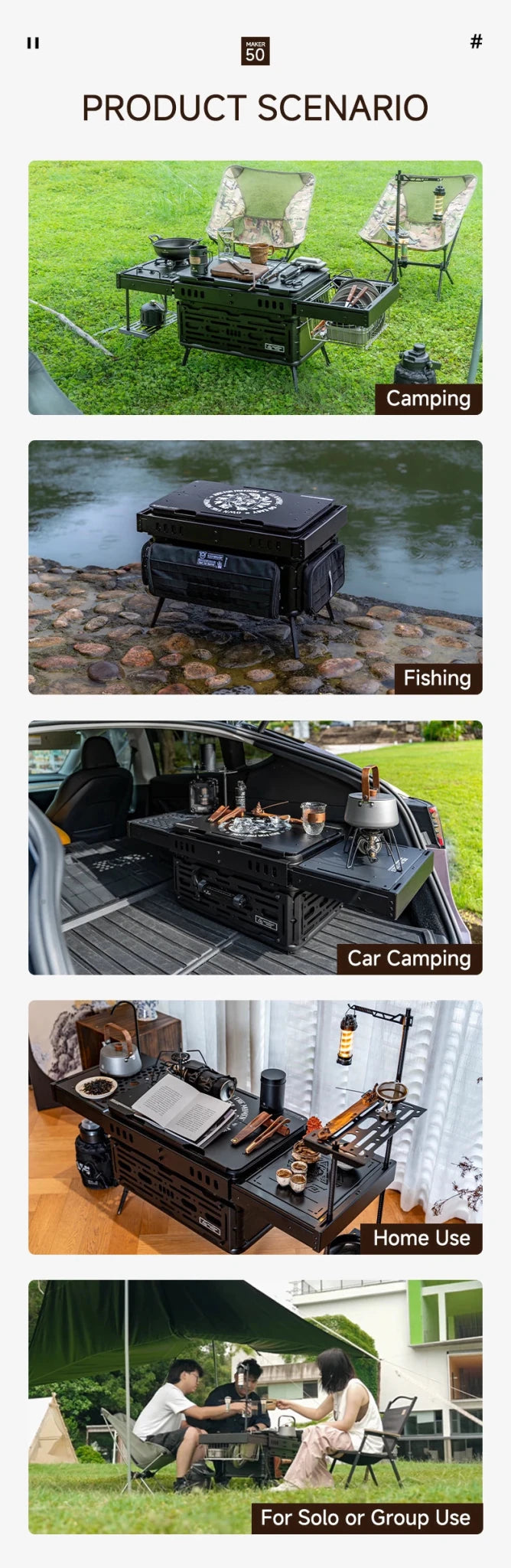 High Quality 50 Liters Black Aluminum Storage Case Flexible Space Design for Backyard Party Cooking Equipment Camping Cargo - mochibicycle